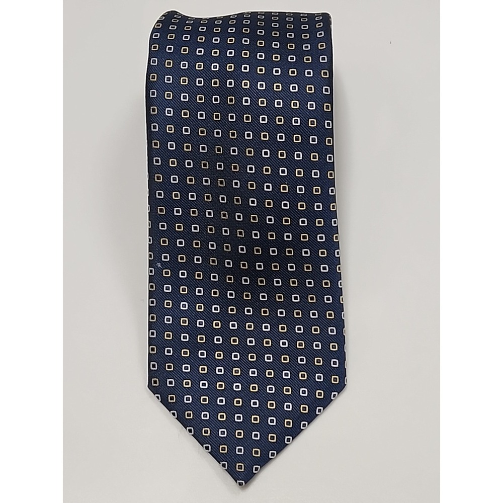 Moschino‎ Men's 100% Silk Made in Italy Navy Geometric Squares 3x58